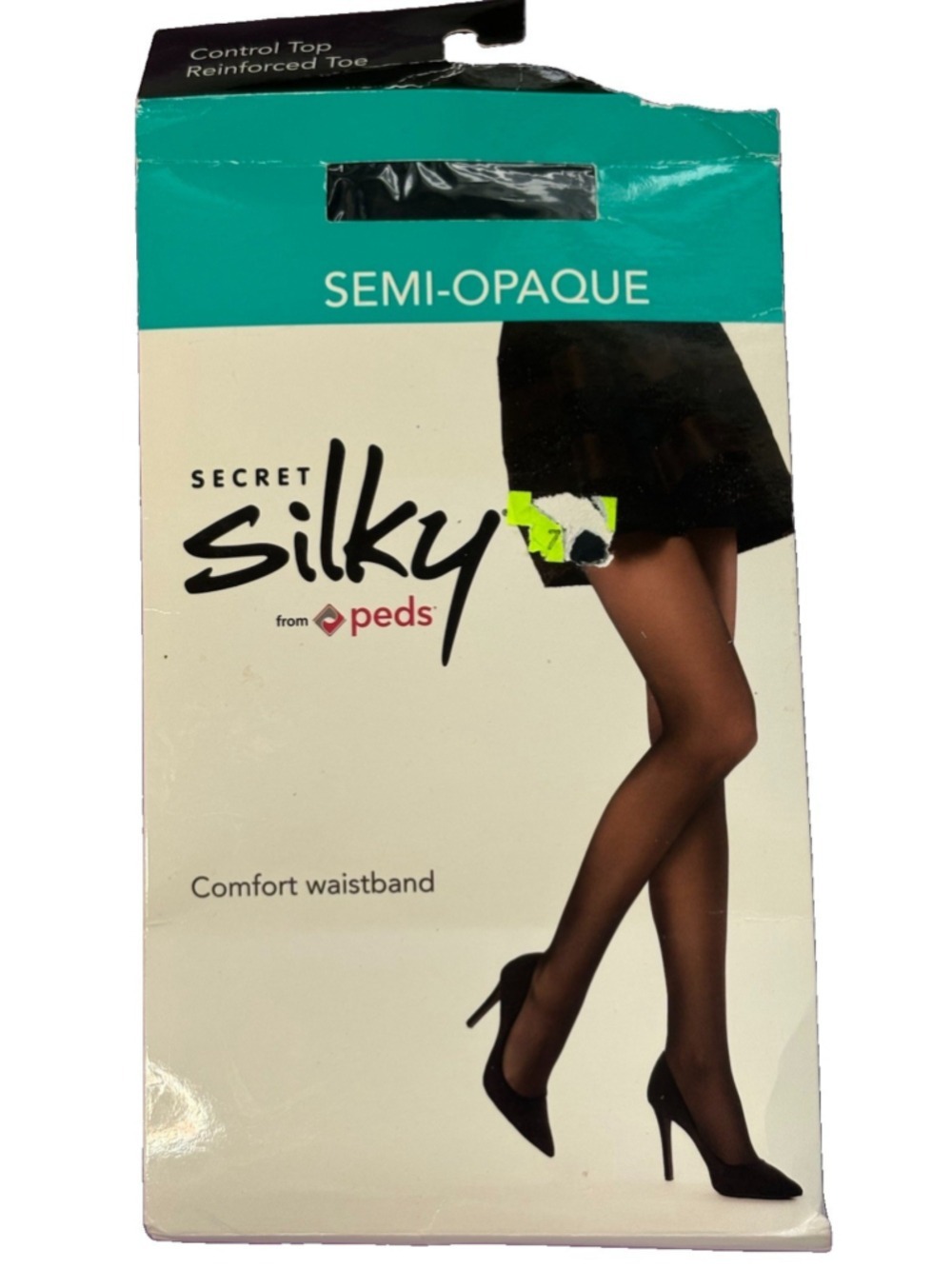 Secret Silky Peds Semi-Opaque Tights Control Top Jet Black Size C Office Siren